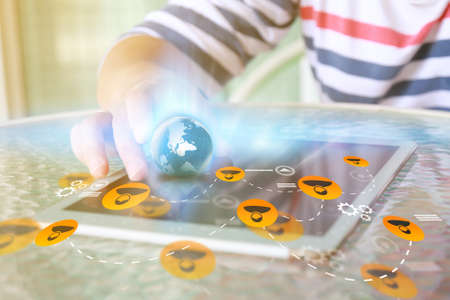 woman using tablet.Social network concept.の写真素材