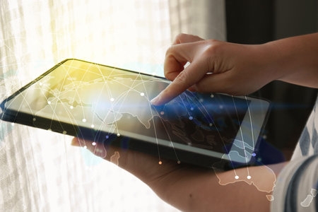 World map connected, social network, globalization business, social media, networking concept.の写真素材