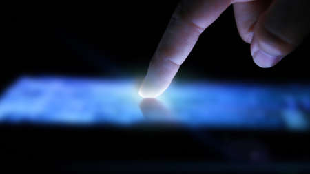 Hand touch screen smart phone.Digital technology conceptの写真素材