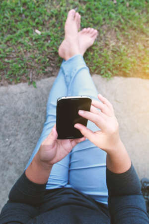 woman using mobile smartphone.の写真素材