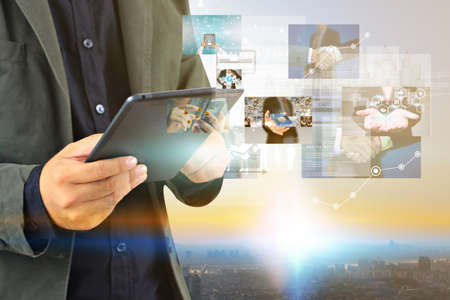 Business man working on virtual screen.business concept,technologyの写真素材