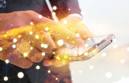 World map connected, social network, globalization business, social media, networking concept.の写真素材
