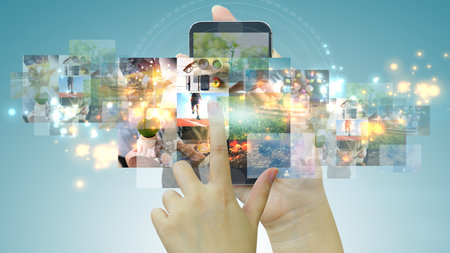 virtual screen on smartphone. communication using digital technologies