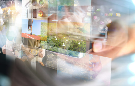 virtual screen on smartphone. communication using digital technologies
