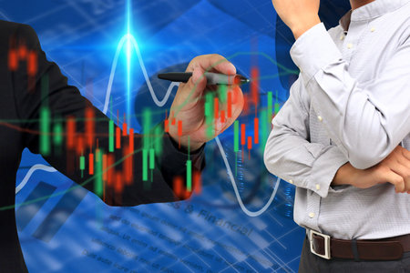 Businessman analysis diagram. Business graph background. financial graph                            ...