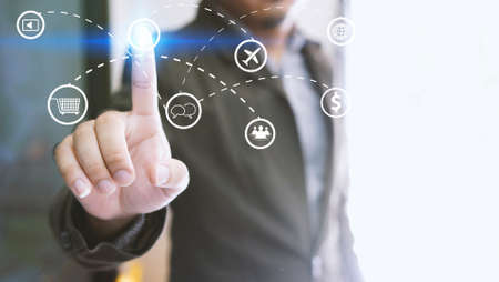 Businessman touchscreen icons. Cloud computing concept                                               の写真素材