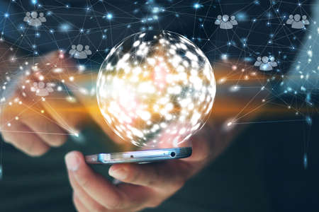 social network, globalization business, networking concept.の写真素材