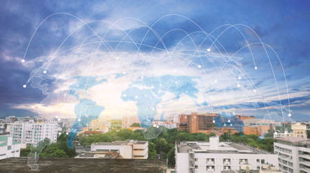 World connected, social network conceptの写真素材
