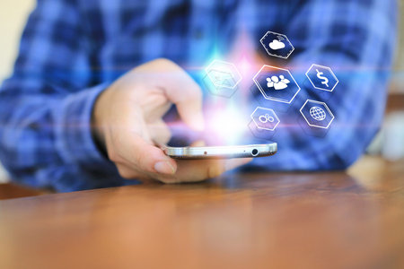 Application icons interface on smartphone. Social media concept