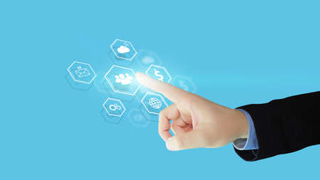 hand touching people icon. Social media concept.の写真素材