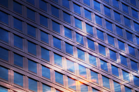 Clouds reflected in windowsの写真素材