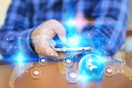 Application icons interface on smartphone. Social network conceptの写真素材