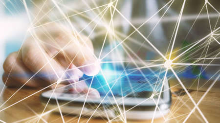 World connected. Abstract technology network.の写真素材