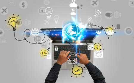 Businessman using laptop.Creative idea concept.の写真素材