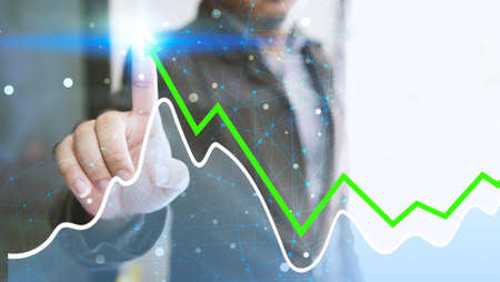 Businessman analysis diagram. Business graph background. financial graph                               の写真素材