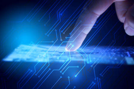 Hand touch screen smart phone の写真素材