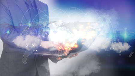 World map connected.Social network concept.globalization business.の写真素材