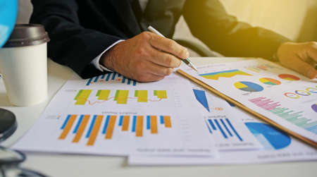 Businessman working in the office. business report graphs                               の写真素材