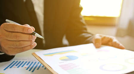Businessman working in the office. analysis financial diagram, Business report graphs                    の写真素材