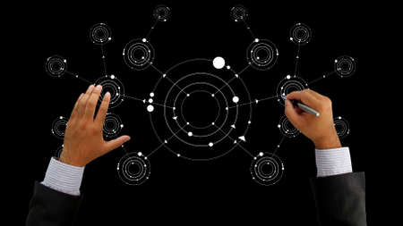 hand drawn point network connecting.の写真素材
