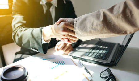 Businessman hand shake, corporate business successful concept photo.の写真素材