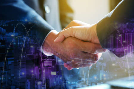 Businessman hand shake, corporate business successful.          の写真素材