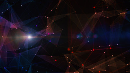 Network with nodes connected background. Technology conceptの写真素材