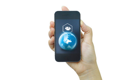 Application icons interface on smartphone. Social media concept