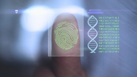 fingerprint scanning technology. fingerprint to identify personal, security system concept
