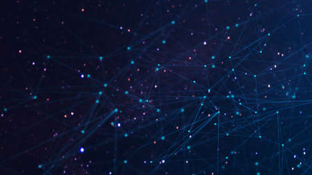 Network with nodes connected background. Technology conceptの写真素材