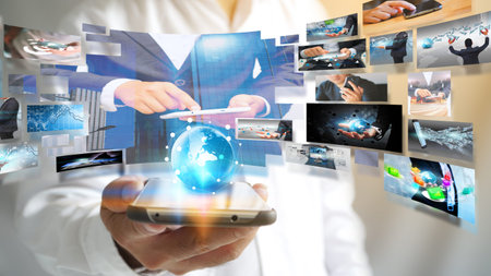 Business connection concept. Social media