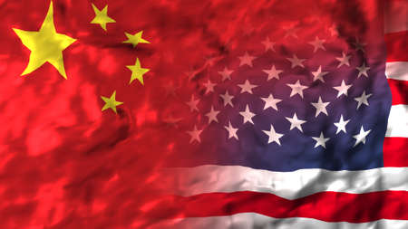 United States of America and China flag.の写真素材