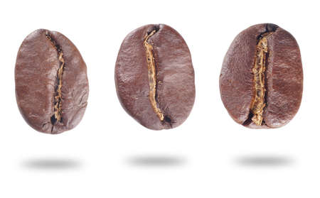 fresh roasted coffee beans isolated on white background.の写真素材