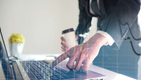 Businessman working on laptop and analysis diagram. Business Growth conceptの写真素材