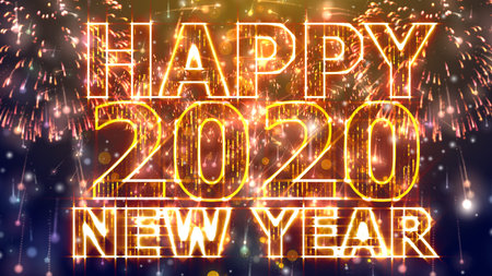 2020, Happy new year with fireworks background