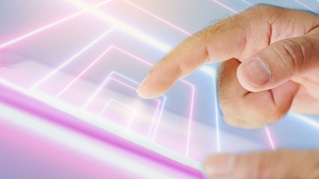 Touching the future. New idea concept, innovation and creativity                                の写真素材