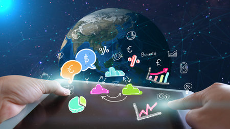 Global business connection. Social network concept