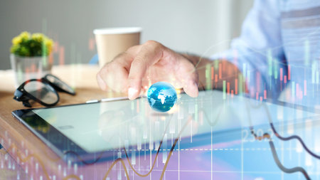 Business stock chart analysis. Trading graph, Financial concept                                の写真素材
