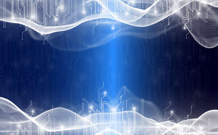 Abstract digital blue circuit background.の写真素材