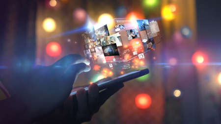 Hand using smartphone connecting, Social media concept.                                の写真素材
