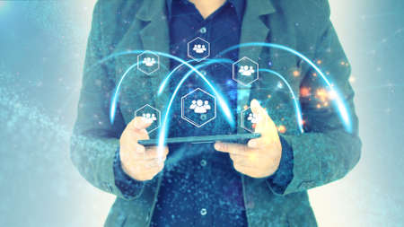 Business connection concept. social network concept.data communicationの写真素材