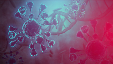 COVID-19 infection concept, Coronavirus background, viral disease epidemic, 3D illustration