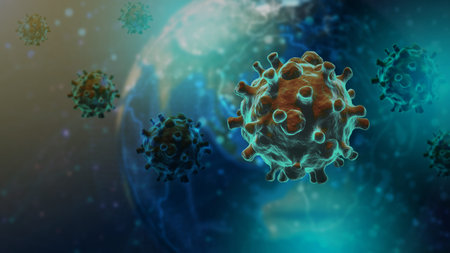 Coronavirus or COVID-19 infection concept. Viral disease epidemic, 3D illustration