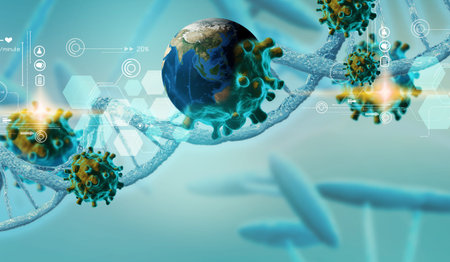Coronavirus or COVID-19 infection concept. Viral disease epidemic, 3D illustration