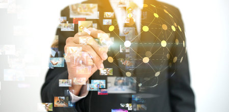 Social network concept.globalization business.の写真素材