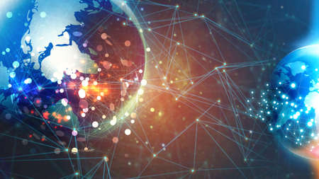 Global network background. World map connected, social networkの写真素材