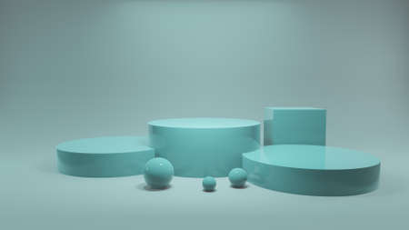 Podium stage for display or showcase.  Pastel colors scene, 3d illustrationの写真素材