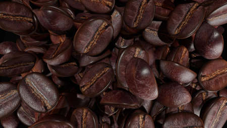 Dark Roasted coffee beans backgroundの写真素材