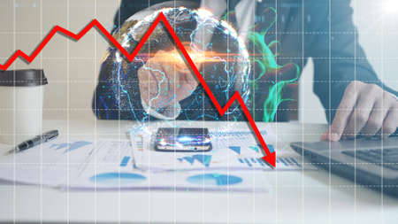 economic impact concept image. viral disease epidemicの写真素材