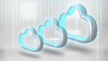 Data to cloud storage. Cloud computing technology concept, 3d renderingの写真素材